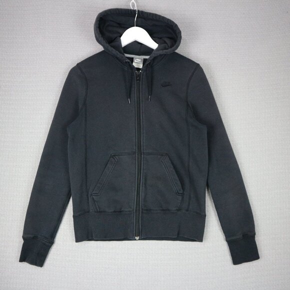 Nike Grey Tag 2000s Black Zip Up Hoodie Womens Medium - Picture 1 of 7